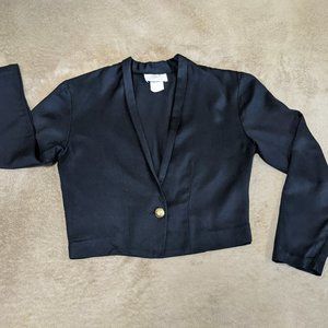 💥Nordstrom Brass Plum black cropped blazer jacket business  gold button fitted